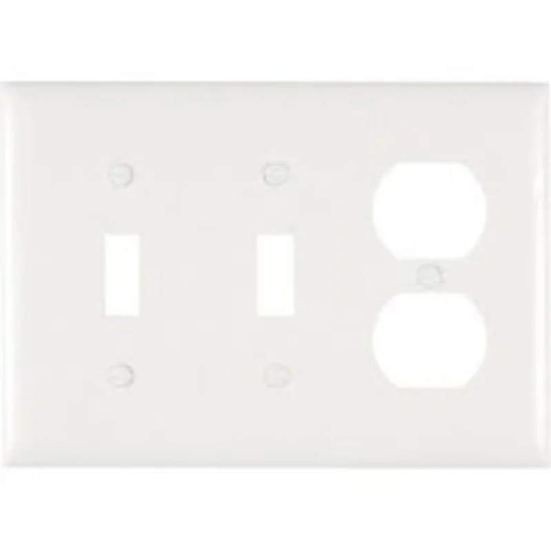 Wall Plate, 2-Toggle & 1-Duplex, Urea, White