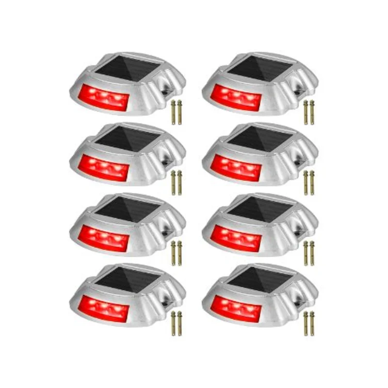Waterproof Solar LED Powered Outdoor Walkway & Sidewalk Safety Lights Red LED 8 Pack