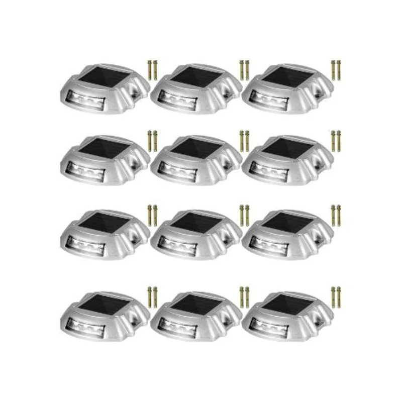 Waterproof Solar Safety Outdoor Driveway Marker Lights 6 LED Dock Lights for Driveway & Walkway 12 Pack