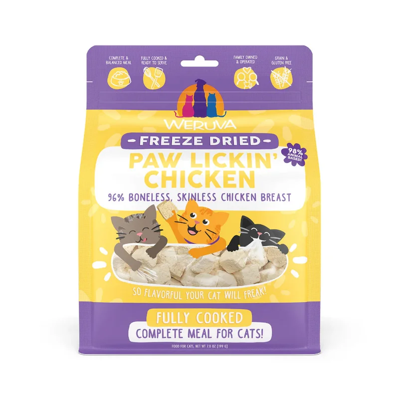 Weruva Cat Freeze Dried Paw Lickin' Chicken with 96% Boneless, Skinless Chicken Breast