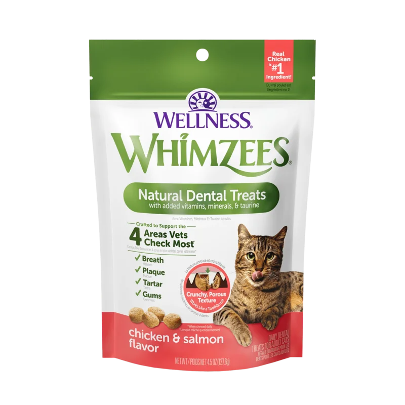 Whimzees Natural Cat Dental Treats, Chicken & Salmon Flavor
