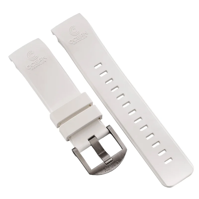 White Fitted Rubber Strap for Core Diver - SS Buckle - 22mm