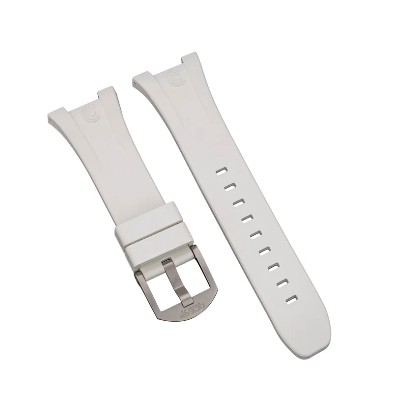 White Integrated Rubber Strap for Bolt - SS Buckle