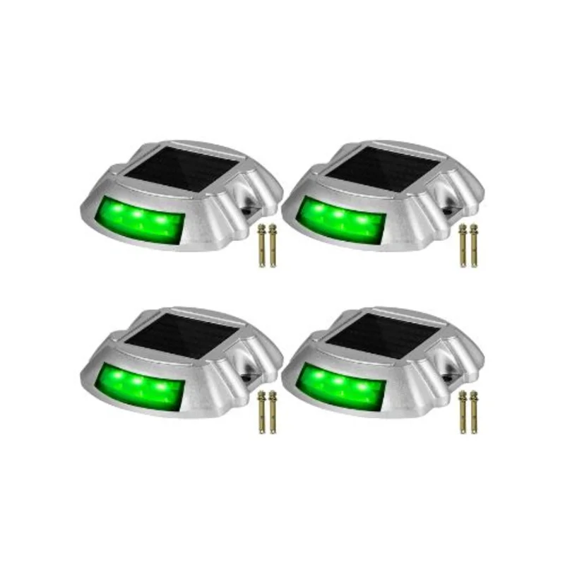 Wireless Heavy Duty Solar LED Dock Lights for Driveway & Walkway Green 4 Pack