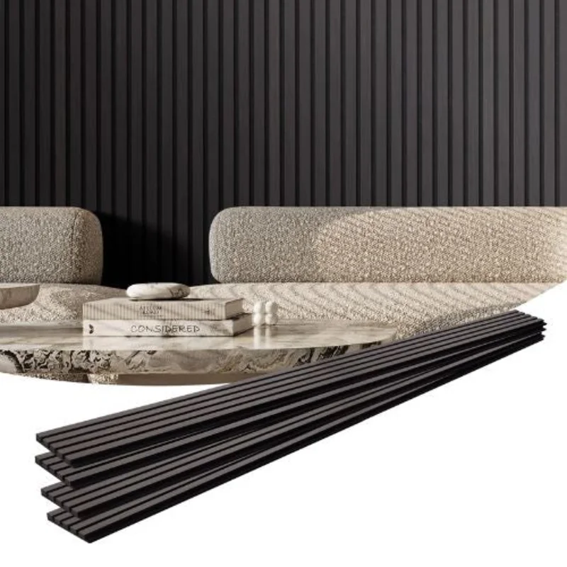 Wood Slat Acoustic Panels, 7.9" x 94.5" Walnut MDF Wall Panels for Decor & Noise Reduction