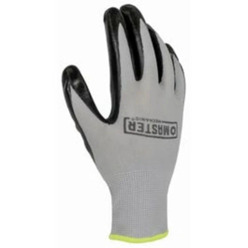 Work Gloves, Nitrile-Coated, Polyester Shell, Black/Gray, Men's Large, 5-Pk.