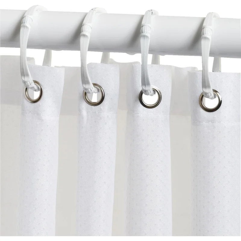Zenith 70 In. x 72 In. White Fabric Shower Curtain