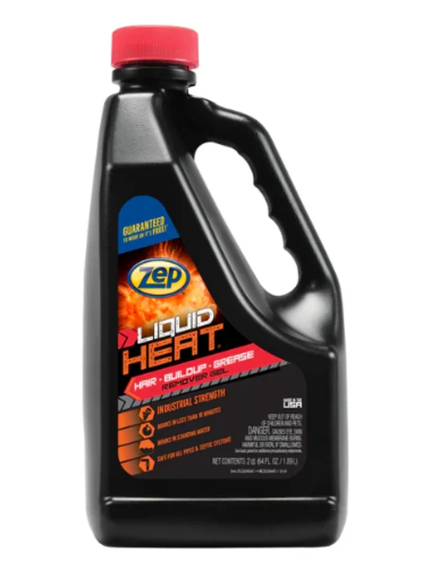 Zep Liquid Heat Hair, Grease, and Buildup Remover Gel  Industrial Strength Drain Cleaner  64 oz.