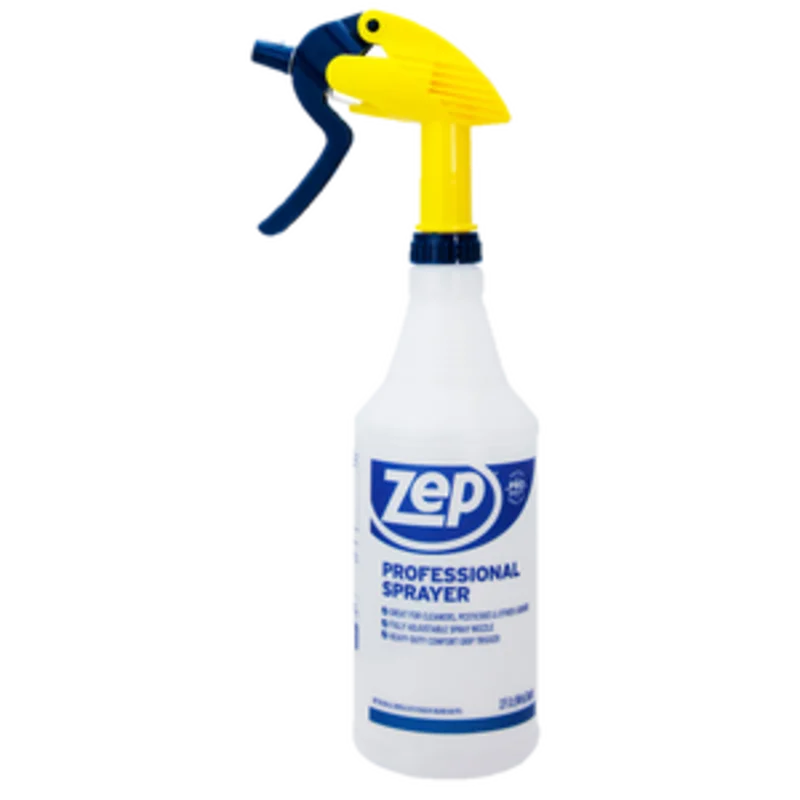 Zep Professional Spray Bottle W/trigger Sprayer, 32 Oz, Clear Plastic