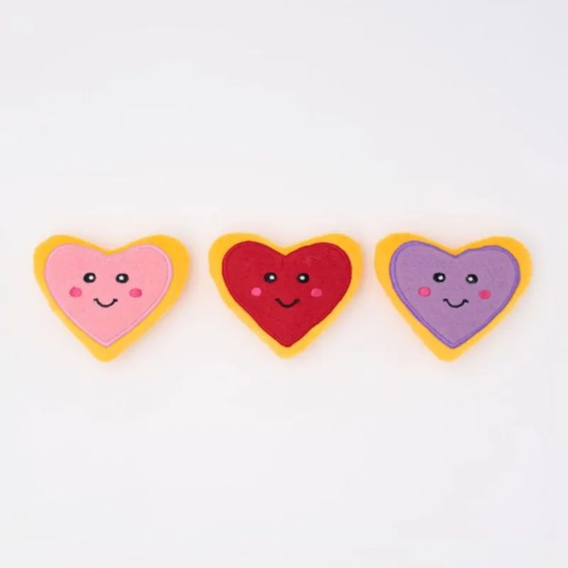 Zippy Paws Valentines Miniz Heart Cookies 3 Pack